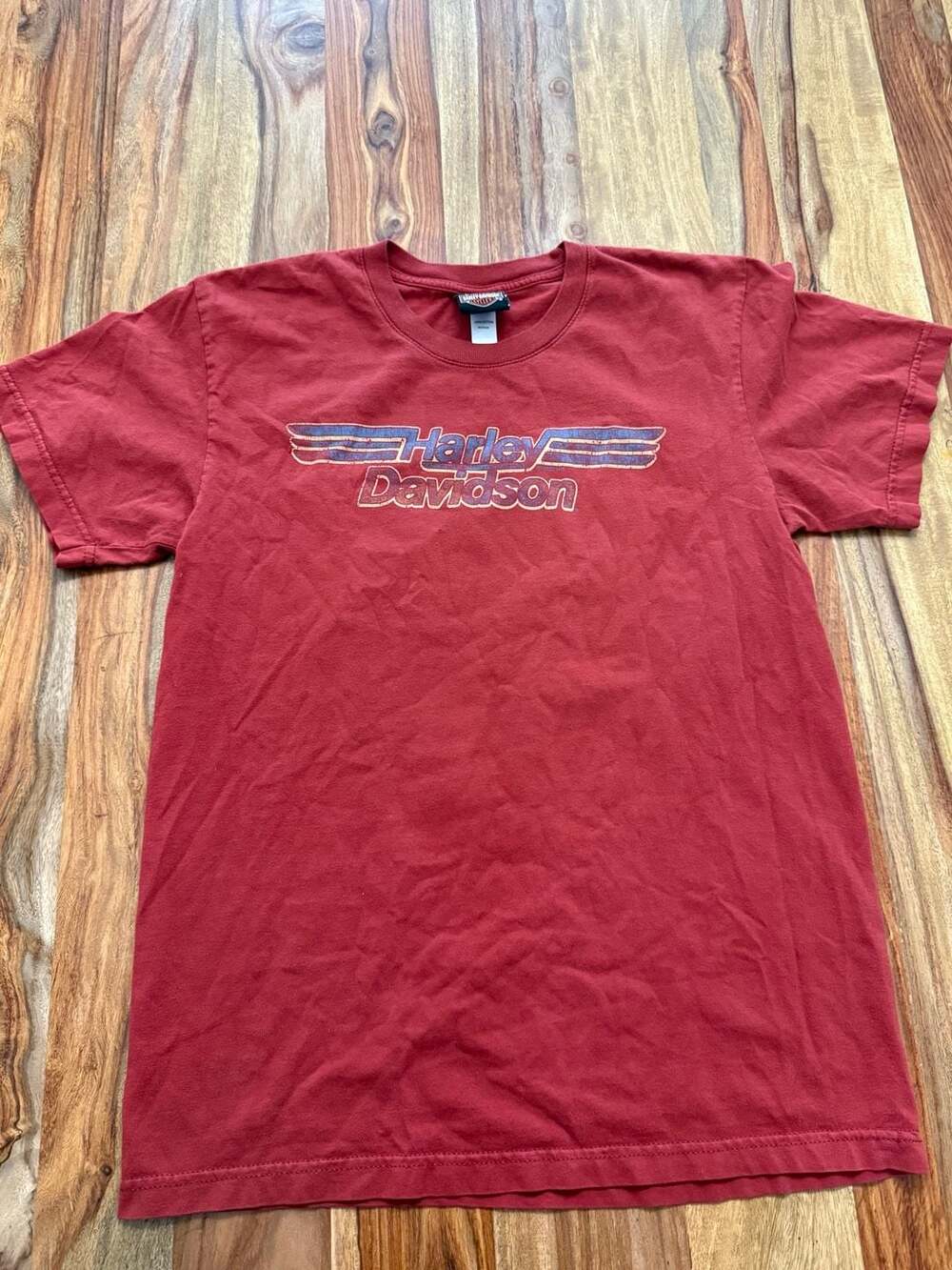 Harley-Davidson Red Winged Logo Graphic T-Shirt Size Medium